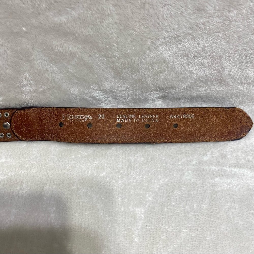 NOCONA Kids Leather Calf-hair Belt Blue Rhinestones Brown Western Cowboy - Picture 9 of 11